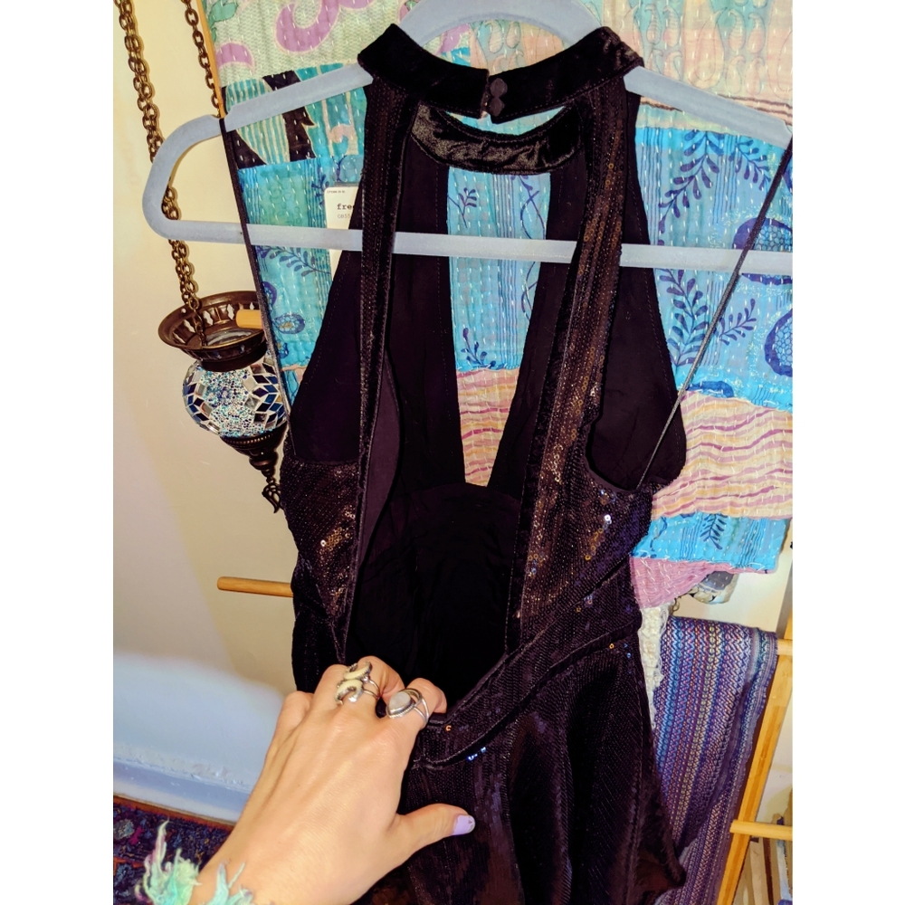 Free People Black Sequined Mini Dress - Picture 3 of 6